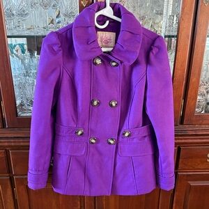 Pink Envelope Vibrant Purple Kids Pea Coat